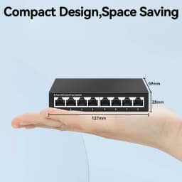 HORACO 8 Port Gigabit Network Switch Unmanaged 1000M Switch Desktop Plug and Play Ethernet Switch