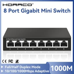HORACO 8 Port Gigabit Network Switch Unmanaged 1000M Switch Desktop Plug and Play Ethernet Switch