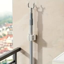 Home Storage Rack Wall Hanging Shelf Bathroom Shower Holder Storage Traceless Hook Mop Organizer Waterproof Broom Hanger