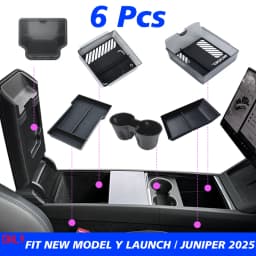 TESY Console & Armrest Storage Box For Tesla New Model Y Juniper Launch ABS Silicone Non-slip Mat Upper and Lower Watercup