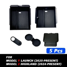 TESY Console & Armrest Storage Box For Tesla New Model Y Juniper Launch ABS Silicone Non-slip Mat Upper and Lower Watercup