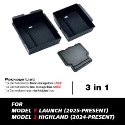 TESY Console & Armrest Storage Box For Tesla New Model Y Juniper Launch ABS Silicone Non-slip Mat Upper and Lower Watercup