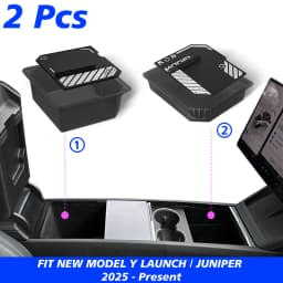 TESY Console & Armrest Storage Box For Tesla New Model Y Juniper Launch ABS Silicone Non-slip Mat Upper and Lower Watercup