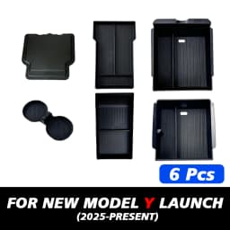 TESY Console & Armrest Storage Box For Tesla New Model Y Juniper Launch ABS Silicone Non-slip Mat Upper and Lower Watercup