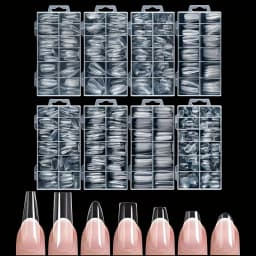 120 Pieces of Transparent Coffin/Mandarin/Aprilion/Square/Oval/Other Shape Style Boxed Nails, Soft 12 Sizes Full Cover Acrylic Press-On Nails, Suitable for Home DIY Nail Art and Nail Salon Use or as a Gift, Essential for Women's Nail Care, Christmas Nails