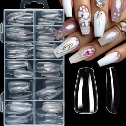 120 Pieces of Transparent Coffin/Mandarin/Aprilion/Square/Oval/Other Shape Style Boxed Nails, Soft 12 Sizes Full Cover Acrylic Press-On Nails, Suitable for Home DIY Nail Art and Nail Salon Use or as a Gift, Essential for Women's Nail Care, Christmas Nails