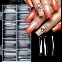120 Pieces of Transparent Coffin/Mandarin/Aprilion/Square/Oval/Other Shape Style Boxed Nails, Soft 12 Sizes Full Cover Acrylic Press-On Nails, Suitable for Home DIY Nail Art and Nail Salon Use or as a Gift, Essential for Women's Nail Care, Christmas Nails