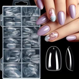120 Pieces of Transparent Coffin/Mandarin/Aprilion/Square/Oval/Other Shape Style Boxed Nails, Soft 12 Sizes Full Cover Acrylic Press-On Nails, Suitable for Home DIY Nail Art and Nail Salon Use or as a Gift, Essential for Women's Nail Care, Christmas Nails