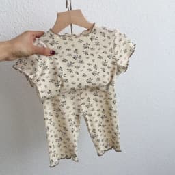 Bear Leader Summer Fashion New Short Sleeve Round Neck Flower Printed T-shirt Top+Pants 2 Piece Set Kids Casual Home Clothes