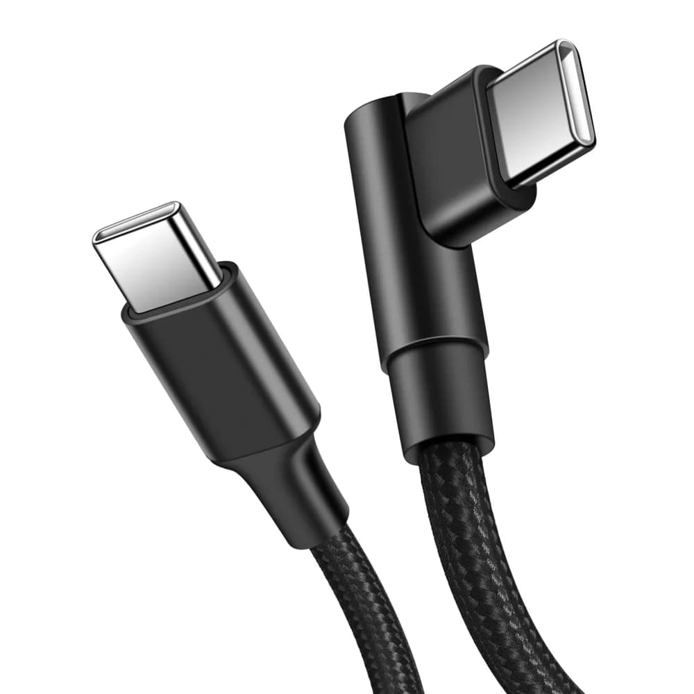 0.25m/0.5m/1m/2m/3m 90 Degree Elbow Nylon Braided Quick Charger Elbow USB C to Type C Cord Cable For iPhone 15 16 Samsung Xiaomi