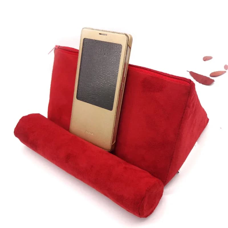 Multifunctional Tablet Pillow Stand Phone Holder Ergonomic Triangular Bed Cushion Soft Suede Rest Pad for iPad E-reader