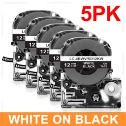 2pcs/5pcs/10pcs SS12KW 12mm Compatible Epson Label Tape SS12KW LK-4WBN ST12KW SC12RW SC12YW for Epson LW-300 LW-400 Label Maker