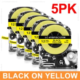 2pcs/5pcs/10pcs SS12KW 12mm Compatible Epson Label Tape SS12KW LK-4WBN ST12KW SC12RW SC12YW for Epson LW-300 LW-400 Label Maker