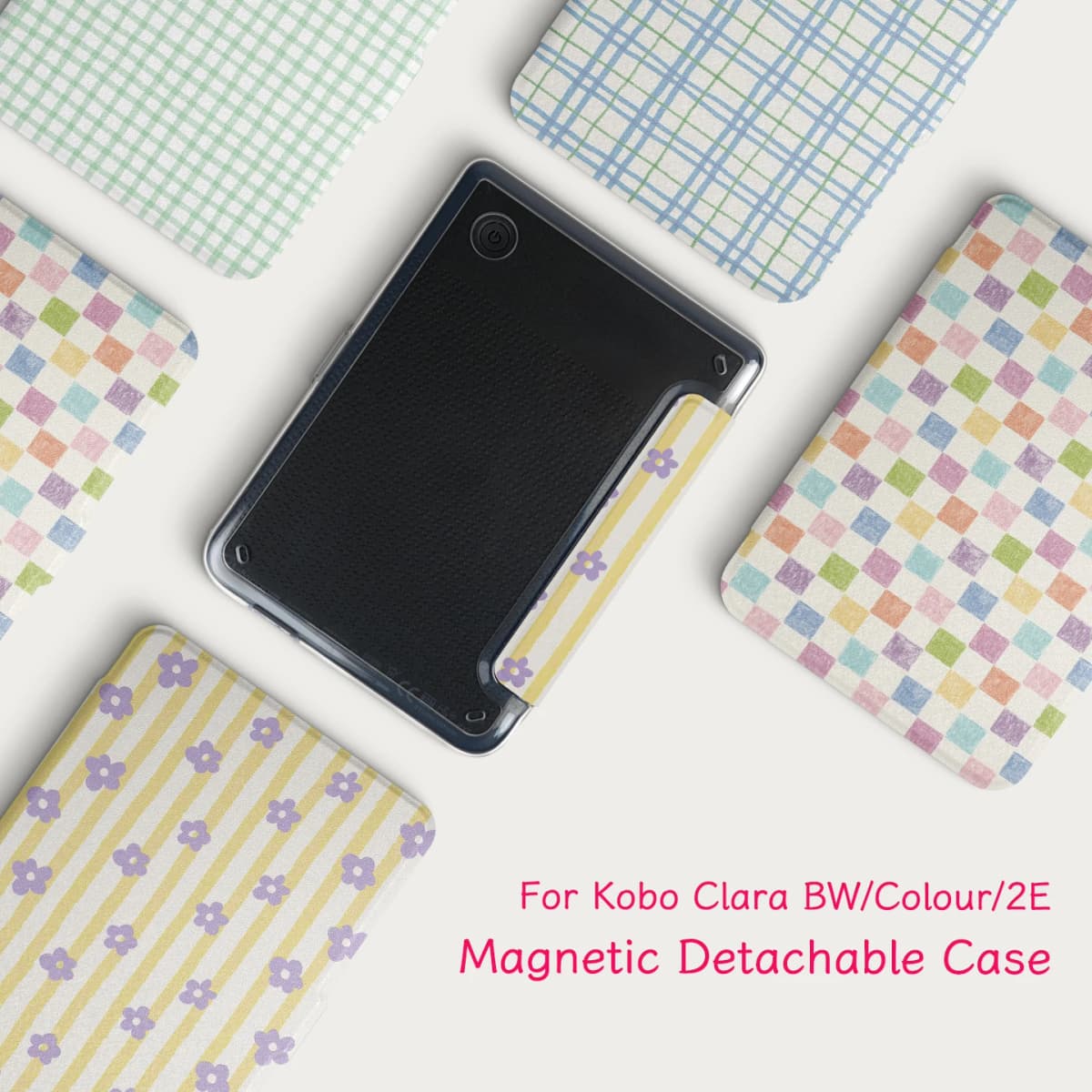 Magnetic Detachable Case for Kobo Clara Colour BW 2E 6" Classic Striped Pattern Protective Cover with Auto Sleep Wake Cover