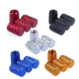 4pcs Knurling Style Tire Valve Caps Aluminum Silver Car Bike Wheel Stem Air Valve Caps Tire Pressure Cap Accessory
