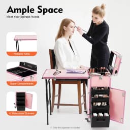 Portable Rolling Manicure Table for Nail Teach w/Audio, Professional Makeup Storage Manicure Dressing Table with, Customized