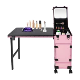 Portable Rolling Manicure Table for Nail Teach w/Audio, Professional Makeup Storage Manicure Dressing Table with, Customized