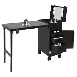 Portable Rolling Manicure Table for Nail Teach w/Audio, Professional Makeup Storage Manicure Dressing Table with, Customized
