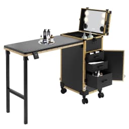 Portable Rolling Manicure Table for Nail Teach w/Audio, Professional Makeup Storage Manicure Dressing Table with, Customized