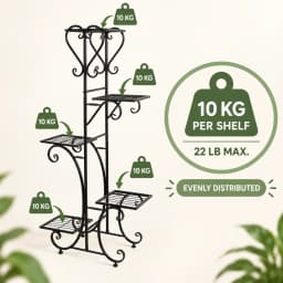 5 Tier Metal Plant Rack with Adjustable Feet, Space-Saving Vertical Flower Stand for Indoor and Sheltered Outdoor Use