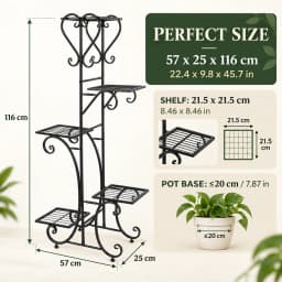 5 Tier Metal Plant Rack with Adjustable Feet, Space-Saving Vertical Flower Stand for Indoor and Sheltered Outdoor Use