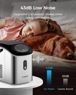 Vividmoo Nugget Ice Maker Countertop, Self-cleaning Sonic Portable, Soft Chewable Pebble Ice in 5 Mins with Ice Scoop and Basket