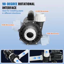 SucceBuy 2 Speed SPA Pump 48/56-Frame AC110-120V SPA Pump 1.5HP/3HP/4HP High Speed 2'' Port 90° Rotational Interface for Hot Tub