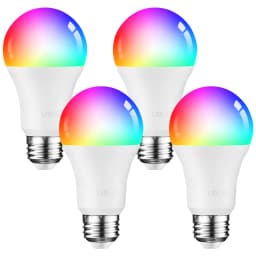 4 Pack Smart WiFi LED A19 Bulb, RGBCW Color Changing, Compatible with Alexa & Google Home & Echo Assistant