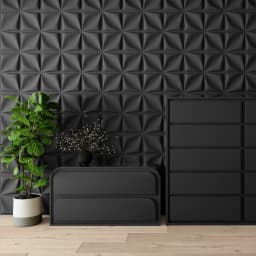 Art3d 3D Wall Panel PVC Flower Design for Interior Wall Décor in Living Room,Bedroom,19.7" x 19.7" (Pack Of 12),Black