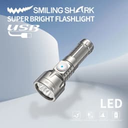 1pc Smiling Shark SD-5376-1 LED Flashlight, Super Bright Handheld Flashlight, Long-lasting Flash Light Rechargeable for Outdoors
