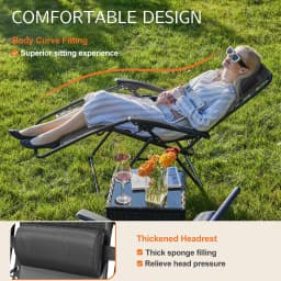 JHK Zero Gravity Portable Recliner Camping Patio Outdoor Garden Lounge Chair with Cup Holder Trays Adjustable Pillow for Backyard