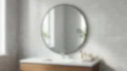 JHK Large Gold Round Vanity Framed Mirror for Wall Matte Metal Framed 30 Inch Modern Mirror Tempered Glass Bedroom Living Room