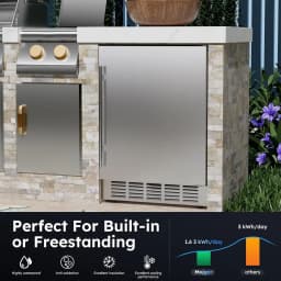 Outdoor Beverage Fridge 24 Inch Weather Proof Stainless Steel under Counter Beer Cooler Refrigerator for 190 Cans Foam Door