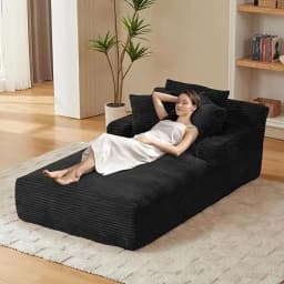 80 Inch Chaise Lounge Chair Indoor, Oversized Corduroy Upholstered Boneless Sofa Bed, Deep Seat Sleeper Couch Reading Chairs, Cl