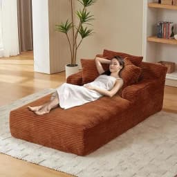 80 Inch Chaise Lounge Chair Indoor, Oversized Corduroy Upholstered Boneless Sofa Bed, Deep Seat Sleeper Couch Reading Chairs, Cl