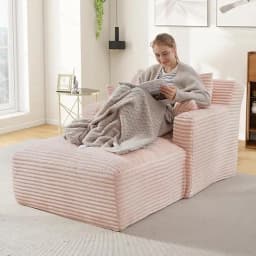 80 Inch Chaise Lounge Chair Indoor, Oversized Corduroy Upholstered Boneless Sofa Bed, Deep Seat Sleeper Couch Reading Chairs, Cl