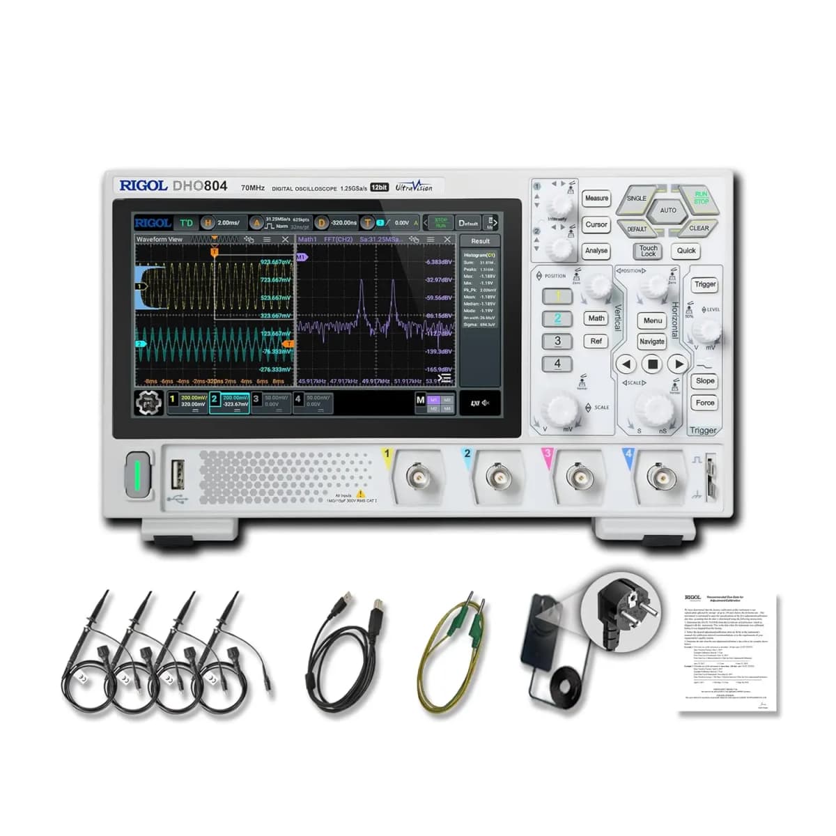 Digital Oscilloscope DHO804 70MHz Frequency Band + 12-bit Vertical Resolution + Maximum 1.25 GSa/s Sample Rate + 1000,000