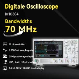 Digital Oscilloscope DHO804 70MHz Frequency Band + 12-bit Vertical Resolution + Maximum 1.25 GSa/s Sample Rate + 1000,000