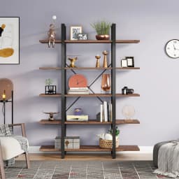 Tribesigns 5-Tier Bookshelf, Vintage Industrial Style Bookcase 72 H x 12 W x 47L Inches