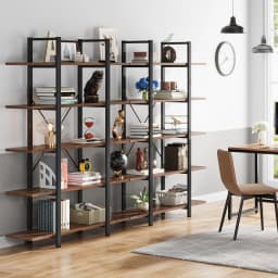 Tribesigns 5-Tier Bookshelf, Vintage Industrial Style Bookcase 72 H x 12 W x 47L Inches