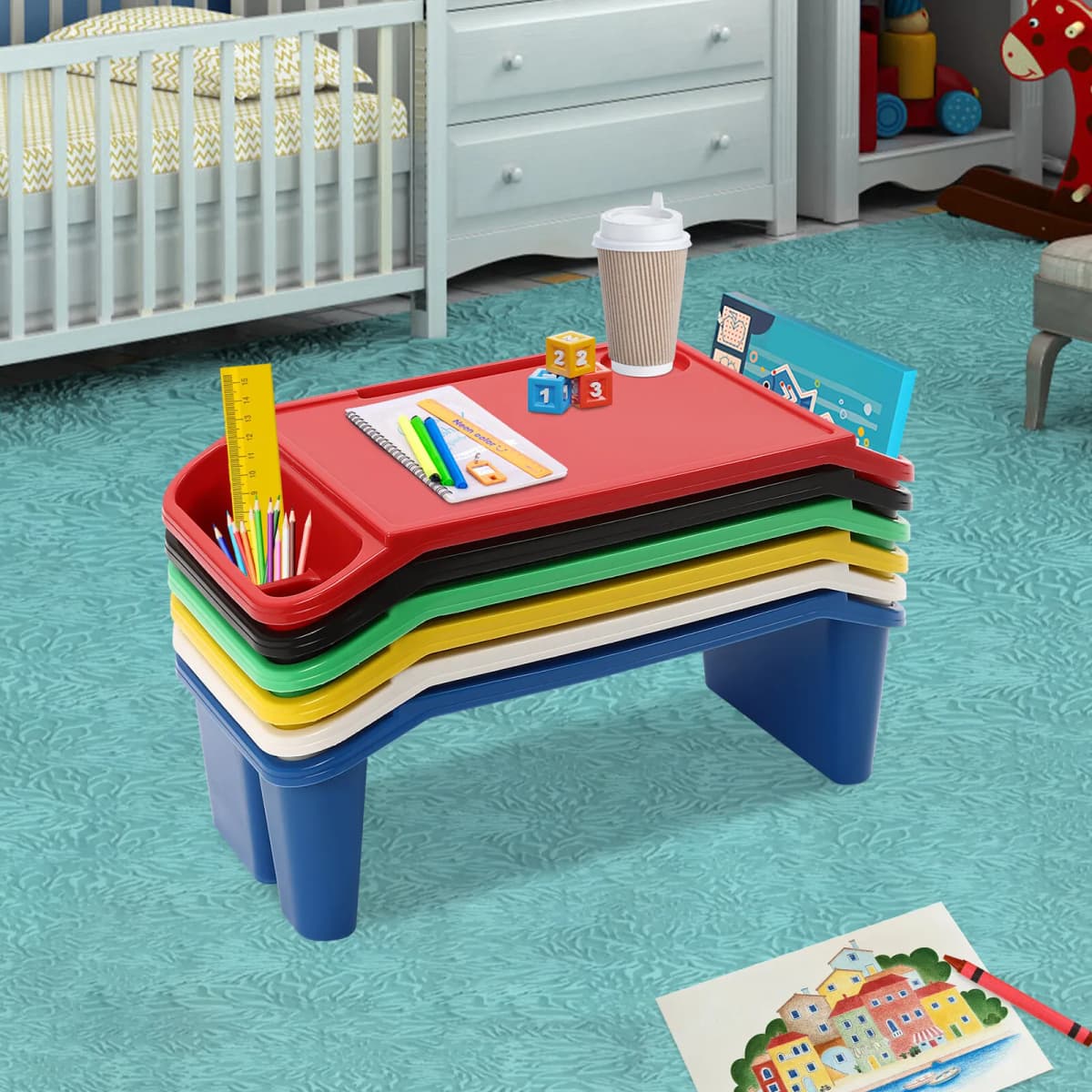 50*25cm Portable Desk Trays PP Breakfast Laptop Trays For writing reading drawing doing homework Multi Colors