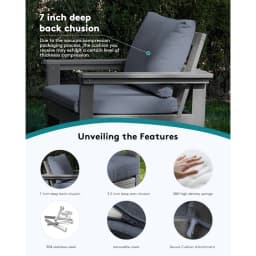 HDPE Patio Furniture Set, 7-Piece Outdoor Sectional Sofa Set, All Weather Outdoor Couch Set for Deck, Lawn, Grey Frame with Gre