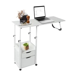 Movable Bedside Table Warp-Proof OverBed Desk Height Adjustable EASY Cleaning Multi-Function Bed Table for Bedrooms/Dormitories