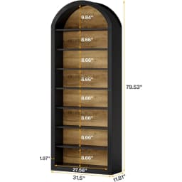 Modern Arched Bookcase with Storage, 8-Tier Floor Standing Open Display Shelving Unit for Living Room, Bedroom, Home Office