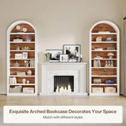 Modern Arched Bookcase with Storage, 8-Tier Floor Standing Open Display Shelving Unit for Living Room, Bedroom, Home Office