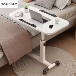 Overbed Table Adjustable Height Over The Bed Hospital Bedside Table w/ Tilting Desktop&Wheels, Rolling Standing Laptop Desk
