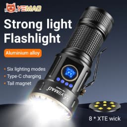 YEMAO F337X Powerful Led Flashlight 7 XTE Leds 3000 Lumens 200 Meters 18650 Battery Multi-color Auxiliary Lights EDC Torches