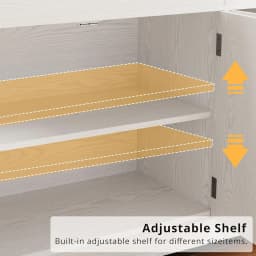 IRONCK Buffet Cabinet with Storage, Sideboard Storage Cabinet, Natural Wood, Kitchen Cabinet with Drawers & Doors, White