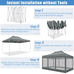 10x15 FT Heavy Duty Pop Up Canopy with 4 Sidewalls, Commercial Gazebo Party Tent with Mosquito Netting Wall Easy Set Up Outdoor Frame Steel