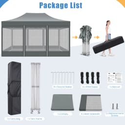 10x15 FT Heavy Duty Pop Up Canopy with 4 Sidewalls, Commercial Gazebo Party Tent with Mosquito Netting Wall Easy Set Up Outdoor Frame Steel